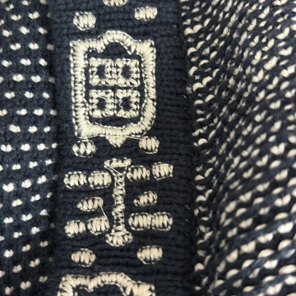 WoolOvers Organic Cotton Open Front Cardigan in Navy & Cream - Size Medium - Picture 5 of 7